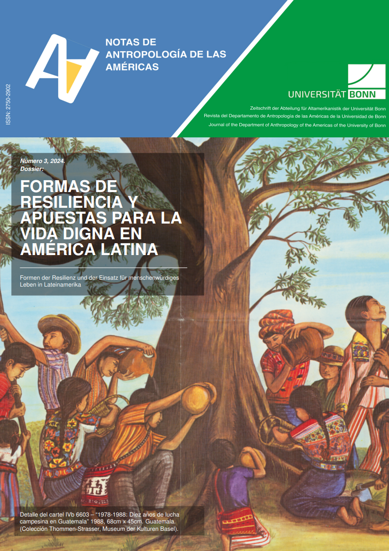 People wearing Indigenous clothing work collectively at a large tree, extracting liquid from its trunk, while others carry containers in a rural landscape.